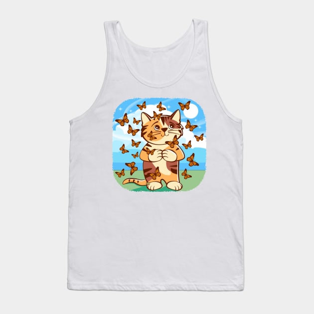 Kitten with Butterflies Tank Top by Sue Cervenka